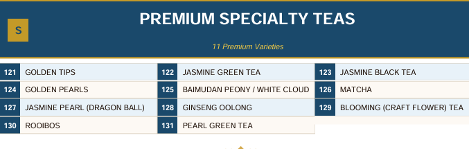 Speciality teas